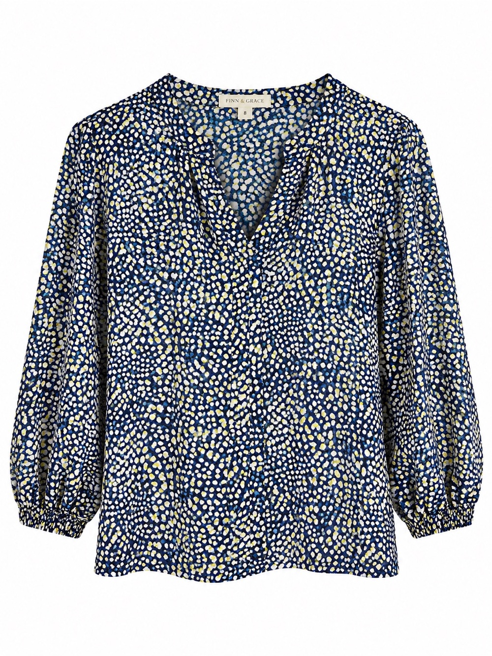 Finn & Grace Women’s Size S Abstract Print Split Neck Blouse